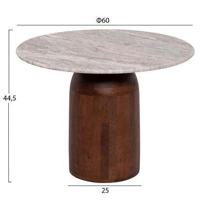 SET 2PCS COFFEE TABLES MALED HM21080 GREYISH WHITE MARBLE-MANGO WOOD