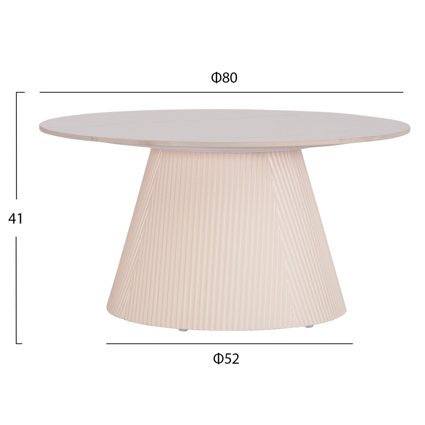 COFFEE TABLES 2PCS SET DUNCAN HM21082 MDF IN CREAM WHITE AND CERAMIC TOP Φ80cm & Φ45cm