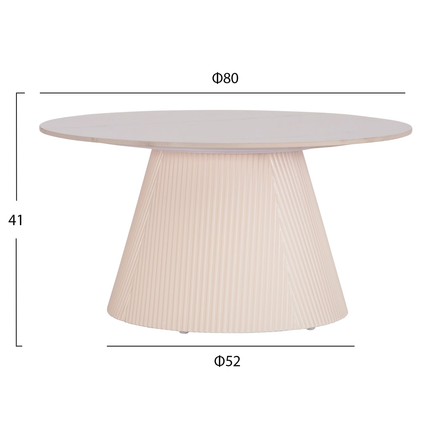 COFFEE TABLES 2PCS SET DUNCAN HM21082 MDF IN CREAM WHITE AND CERAMIC TOP Φ80cm & Φ45cm