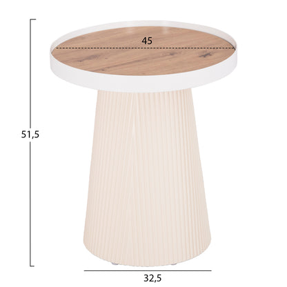 COFFEE TABLES 2PCS SET DUNCAN HM21082 MDF IN CREAM WHITE AND CERAMIC TOP Φ80cm & Φ45cm