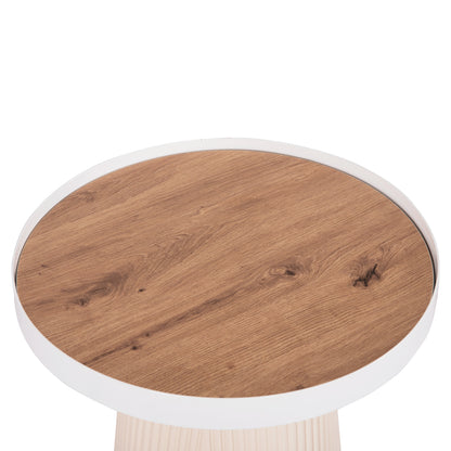 COFFEE TABLES 2PCS SET DUNCAN HM21082 MDF IN CREAM WHITE AND CERAMIC TOP Φ80cm & Φ45cm
