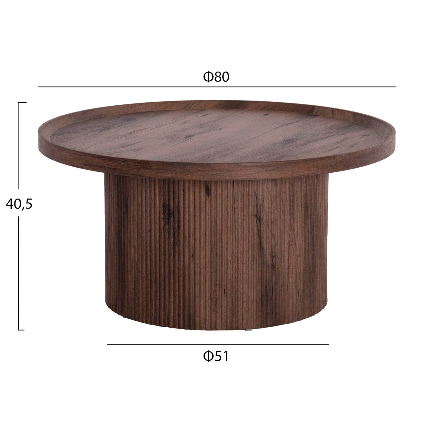 COFFEE TABLES 2PCS SET MARGON HM21084 MDF IN DARK BROWN COLOR Φ80cm & Φ45cm