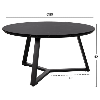 COFFEE TABLES 2PCS SET ROCKET HM21090 MDF IN BLACK MARBLE COLOR Φ80cm & Φ45cm