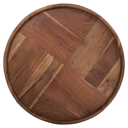 SET 2PCS COFFEE TABLES ROUND RAJJEH HM11943 SOLID ACACIA WOOD IN NATURAL Φ50 & Φ60cm.