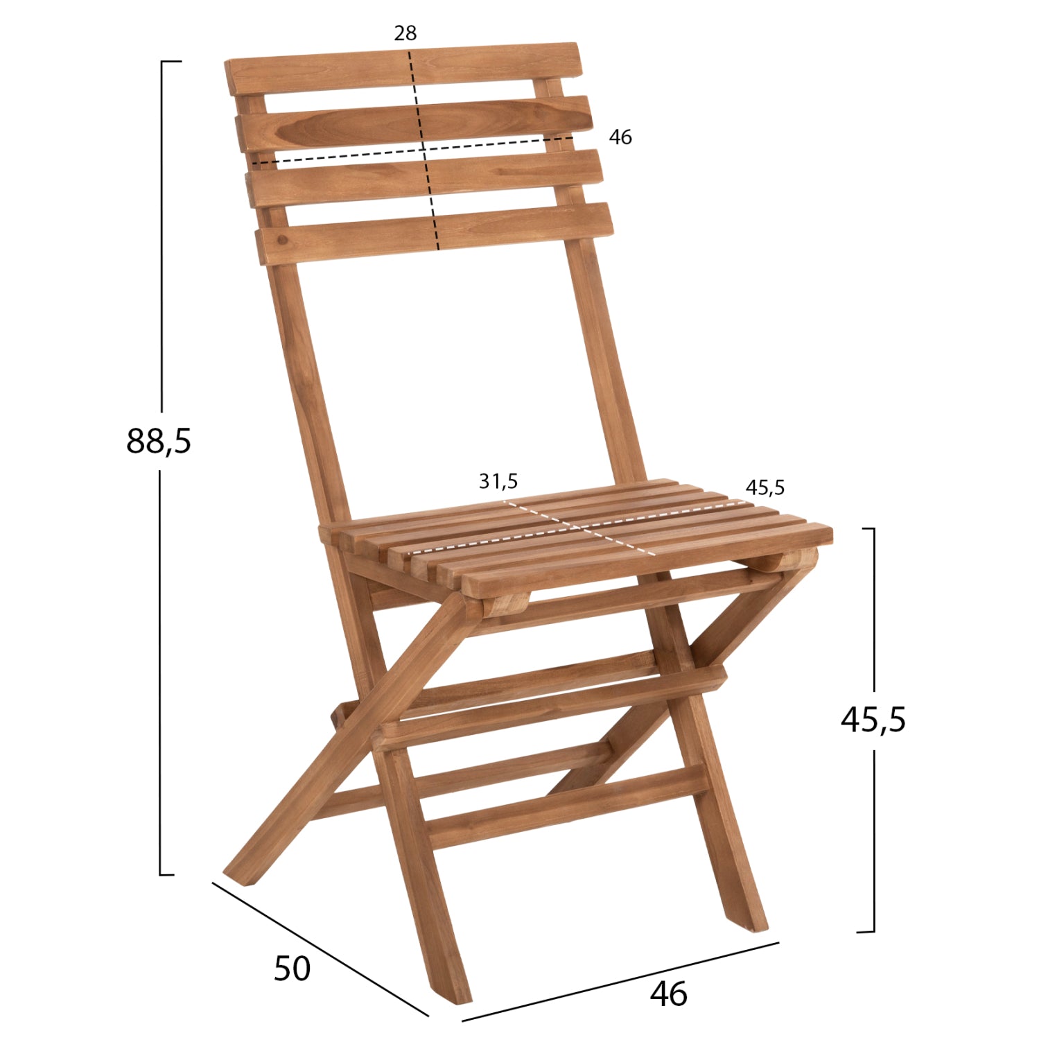 DINING SET OUTDOOR 3PCS KENDYR HM9907 SOLID TEAK WOOD-NATURAL 46x50x88,5H