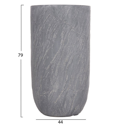 GARDEN PLANTERS CYLINDRICAL SET 3PCS SERIES GARDENER HM4720 FIBERCLAY IN CEMENT COLOR Φ44x78.5Hcm.