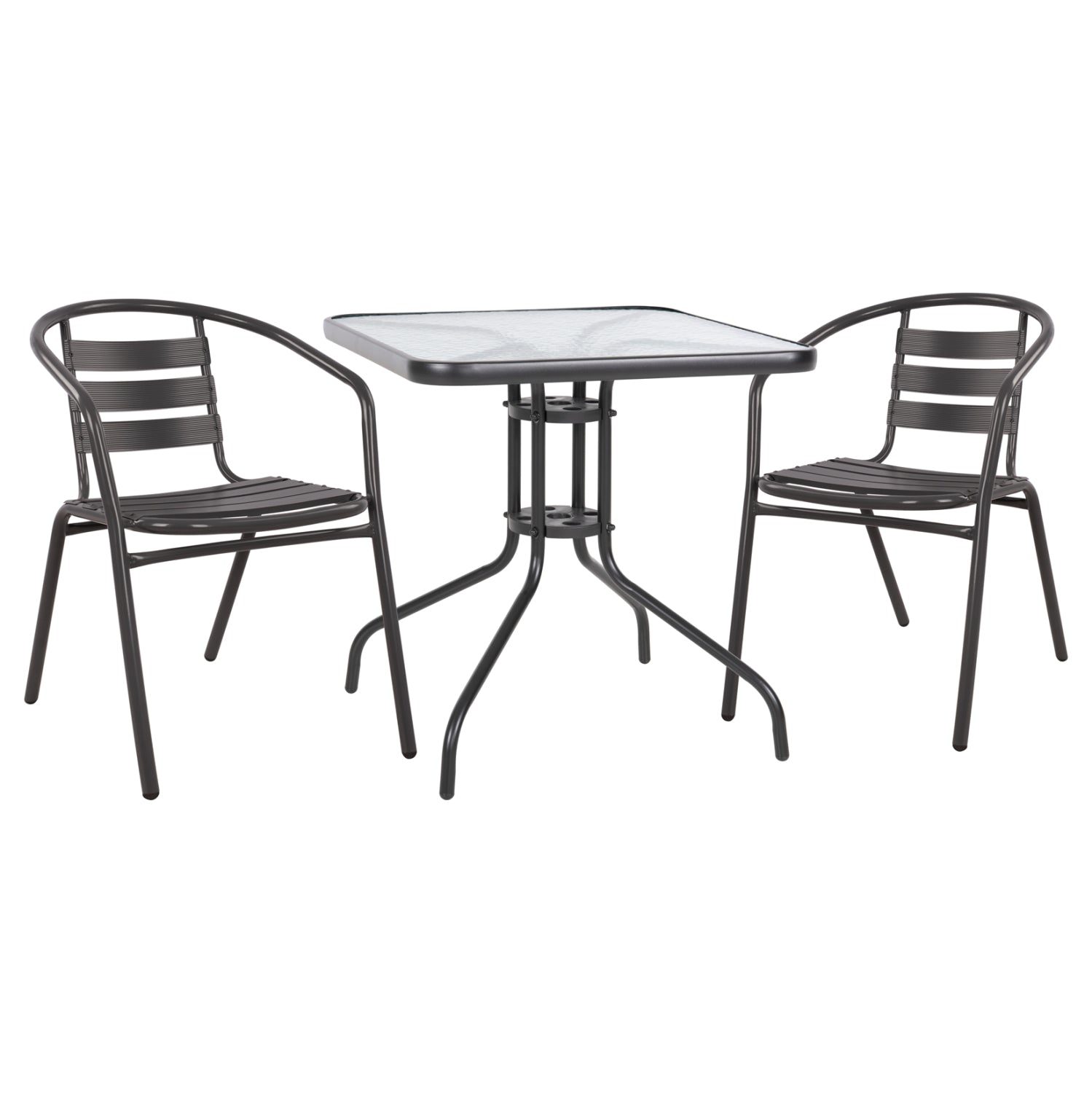 Set 3 pieces With Table Figo 70x70x72 & Armchairs Laura Grey Color HM10469