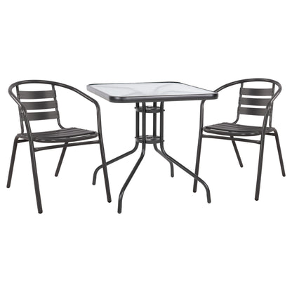 Set 3 pieces With Table Figo 70x70x72 & Armchairs Laura Grey Color HM10469