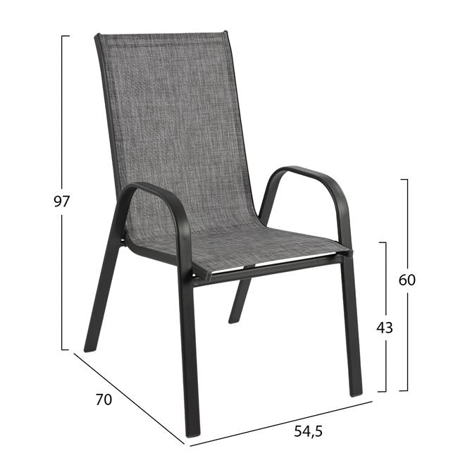 DINING SET 5PCS HM10531-ALUMINUM TABLE 140Χ80Χ75.5H & 4 CHAIRS METALLIC IN GREY