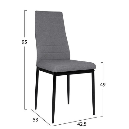 Set 5 pieces Table black & chairs lady grey metallic legs HM11071 42,5x53x95 cm
