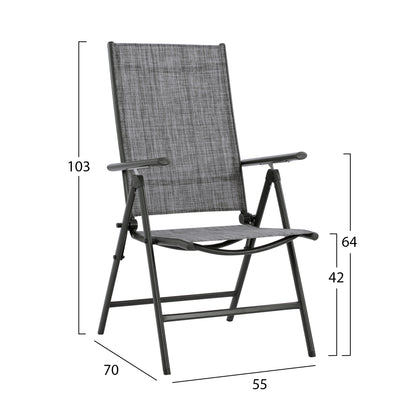 Set 5 pieces Metallic Table & Folding grey chairs HM10558.01