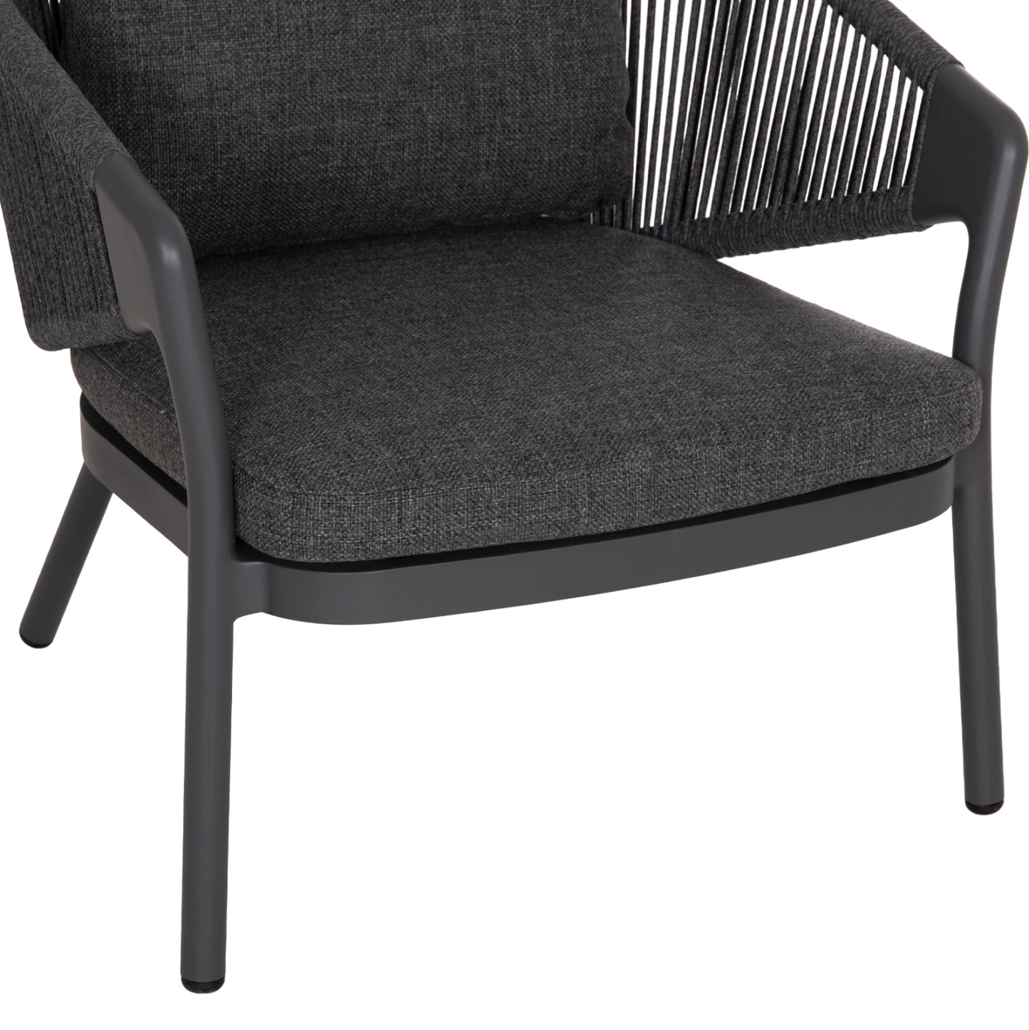 OUTDOOR 3PCS SET DRISCOLL HM10907.01 COFEE TABLE & 2 ARMCHAIRS--ALUMINUM IN GREY