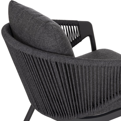 OUTDOOR 3PCS SET DRISCOLL HM10907.01 COFEE TABLE & 2 ARMCHAIRS--ALUMINUM IN GREY