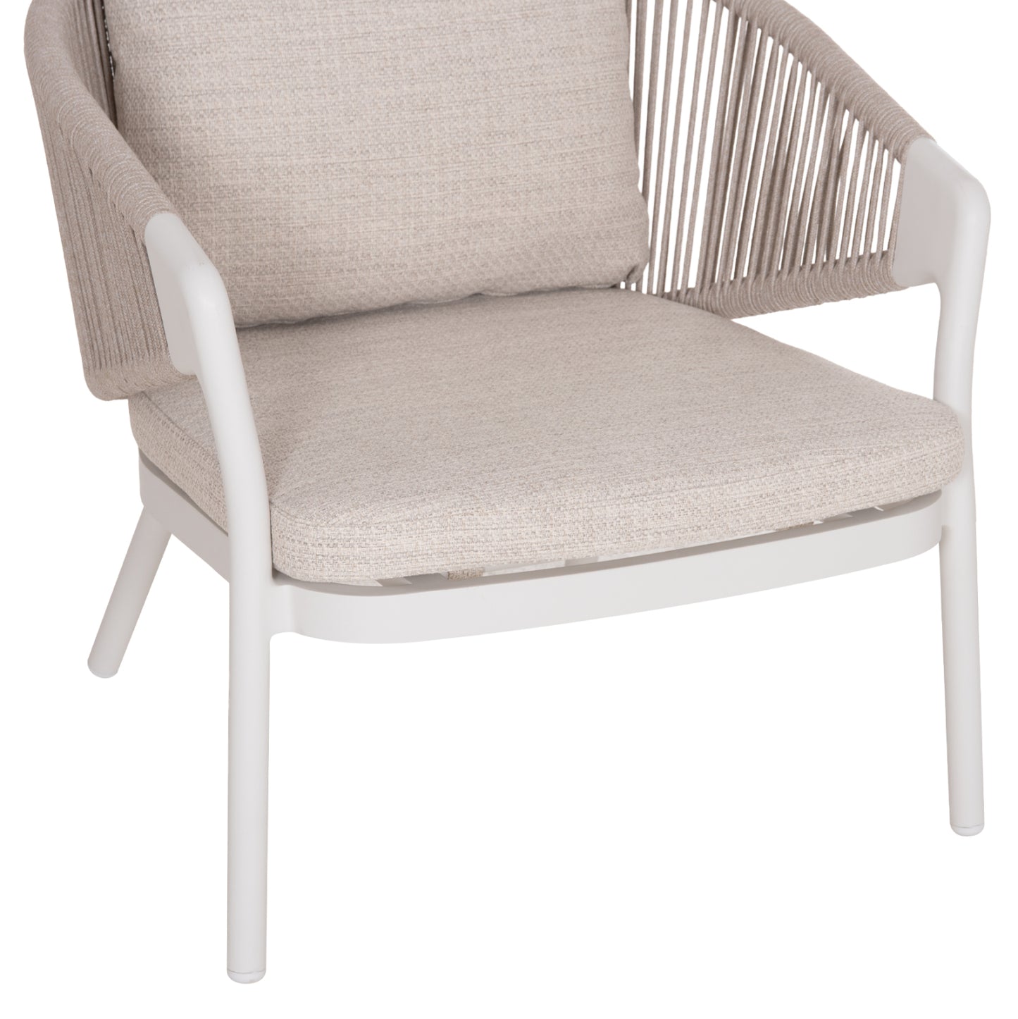 OUTDOOR 3PCS SET DRISCOLL HM10907.02 COFEE TABLE & 2 ARMCHAIRS--ALUMINUM IN CREAM WHITE