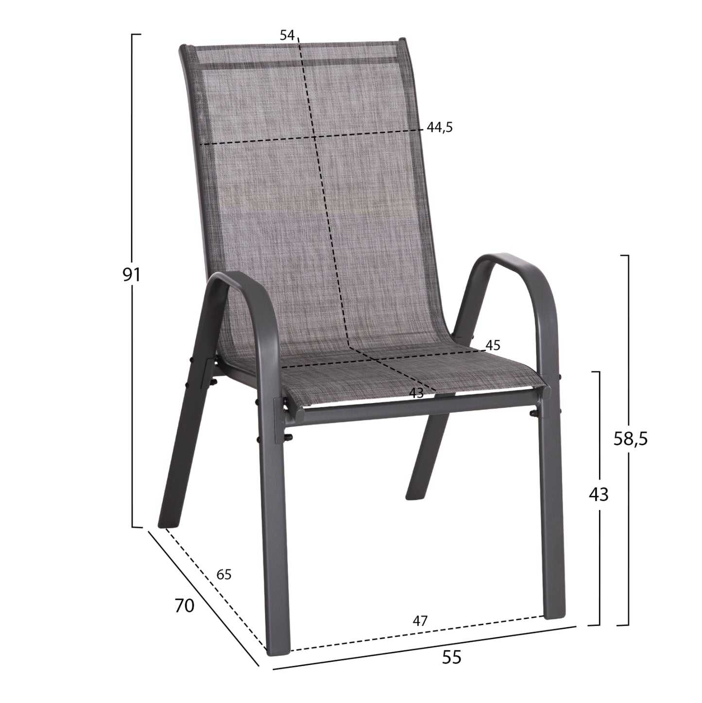 OUTDOOR 5PCS DINING SET LEOFER HM21004 METAL TABLE-4 METAL ARMCHAIRS-GREY