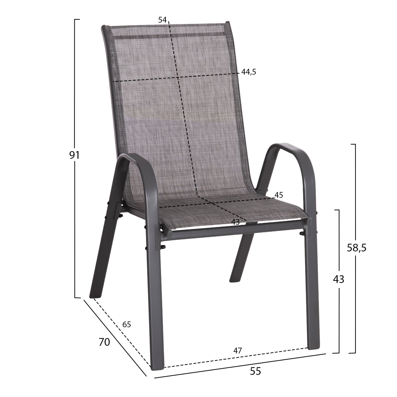 OUTDOOR 5PCS DINING SET LEOFER HM21004 METAL TABLE-4 METAL ARMCHAIRS-GREY