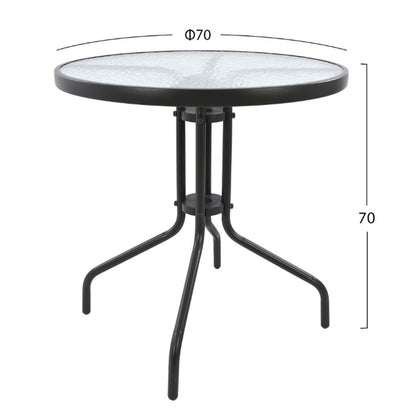 OUTDOOR SET 3PCS HM10711 GREY METAL-SAFETY GLASS-GREY TEXTILENE