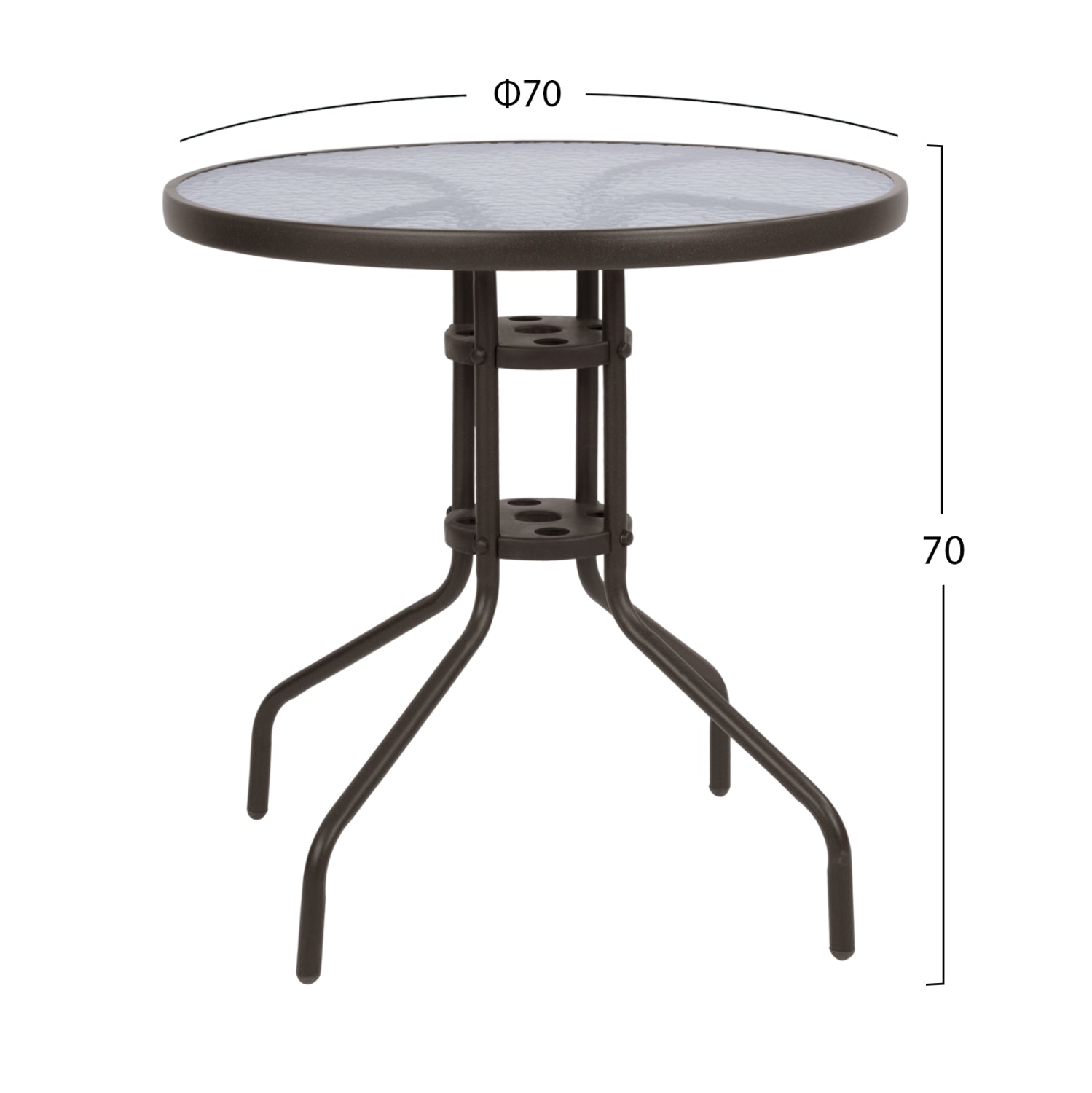 OUTDOOR SET 3PCS HM10712 BROWN METAL-SAFETY GLASS-BROWN TEXTILENE