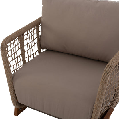 OUTDOOR SET OXFORD 4PCS IROKO ROPE TEMPERED GLASS HM5884.01