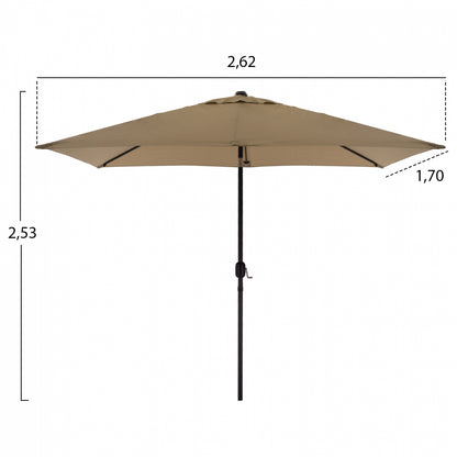 DINING SET WITH UMBRELLA 8 PCS GRAY TABLE 150X90 AND ARMCHAIR HM11533.02