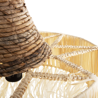 CEILING PENDANT LUMINAIRE SET HM11921 ROPE AND DRIED PALM LEAF FIBERS Φ41Χ155H cm.