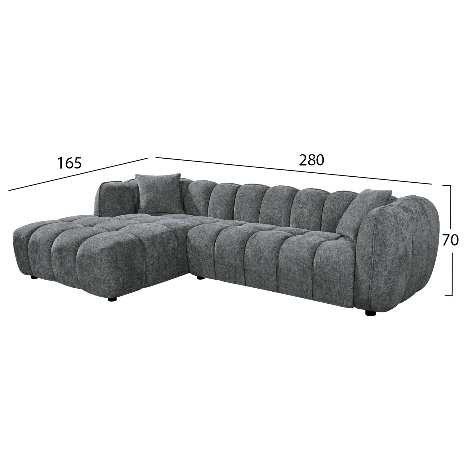 SET CORNER SOFA (LEFT)-ARMCHAIR LOUNGE LYKKE HM10820.01L GREY FABRIC