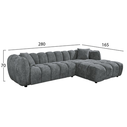 SET CORNER SOFA (RIGHT)-ARMCHAIR LOUNGE LYKKE HM10821.01R GREY FABRIC