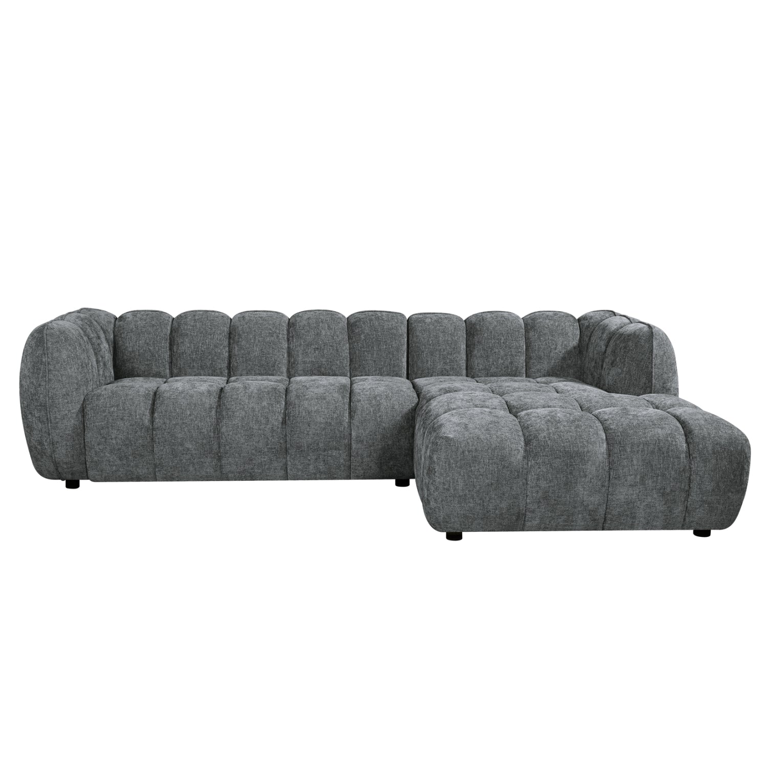 SET CORNER SOFA (RIGHT)-ARMCHAIR LOUNGE LYKKE HM10821.01R GREY FABRIC