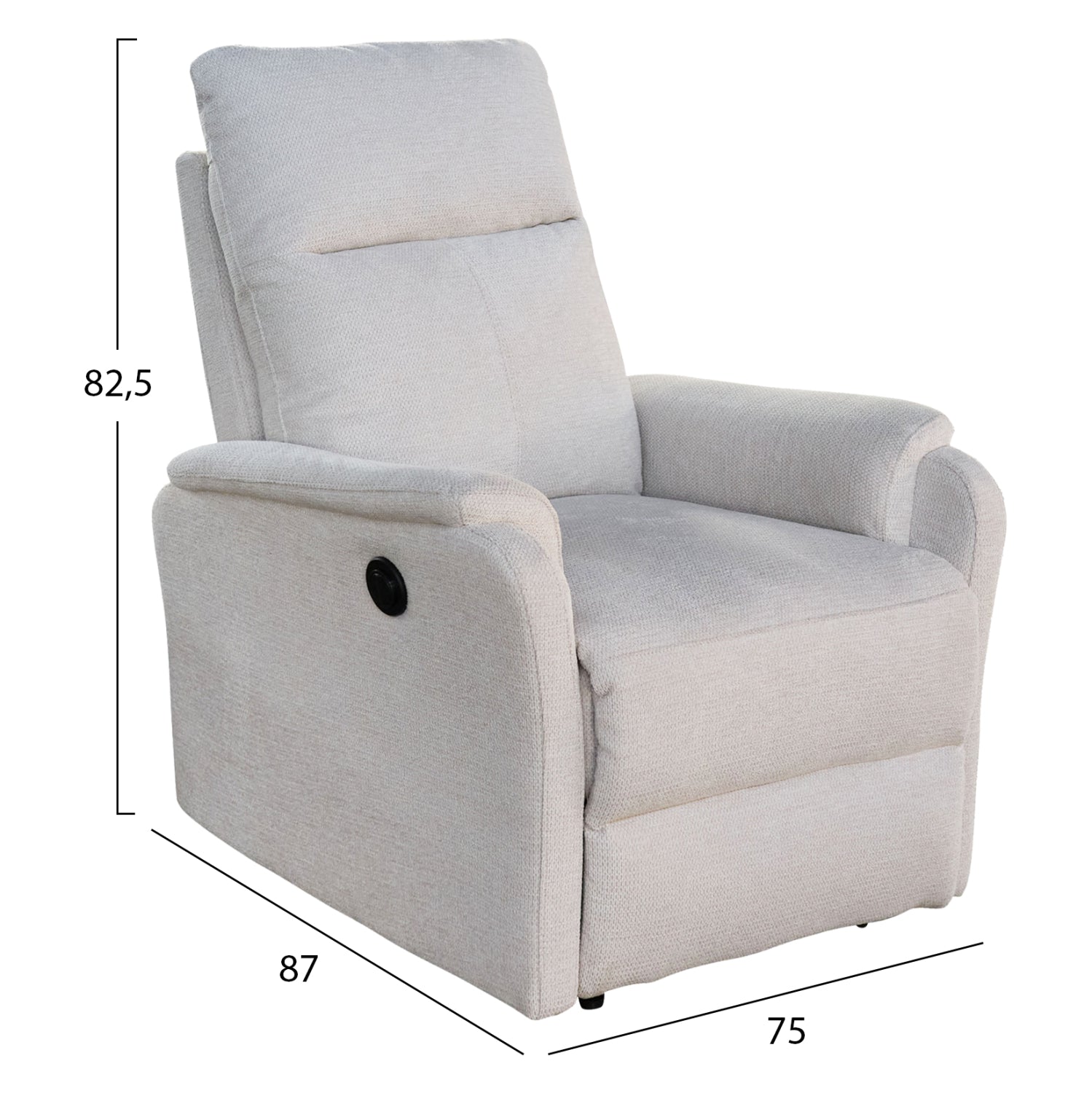 SET SOFA-RELAX ARMCHAIR SYNTHIA HM10736.01 BEIGE FABRIC--ELECTRIC RECLINE [R]