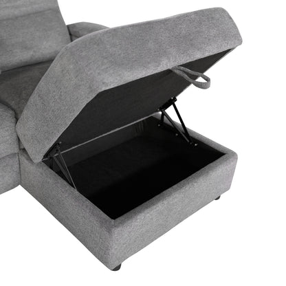 SET SOFA-RELAX ARMCHAIR SYNTHIA HM10736.03 GREY FABRIC--ELECTRIC RECLINE [R]