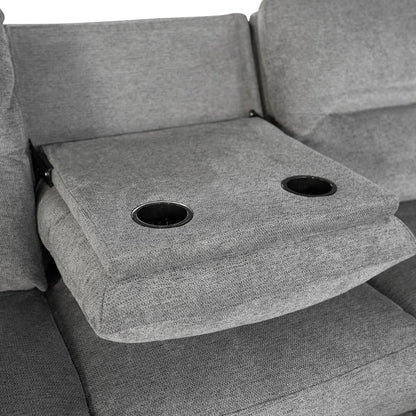 SET SOFA-RELAX ARMCHAIR SYNTHIA HM10736.03 GREY FABRIC--ELECTRIC RECLINE [R]
