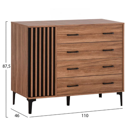 BEDROOM FURNITURE SET 4PCS HARRY HM21115 MELAMINE IN NATURAL WOOD & BLACK