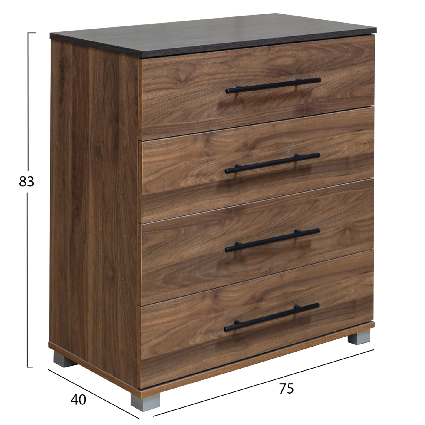 BEDROOM SET 5PCS CARYS HM10888.11 MELAMINE IN WALNUT COLOR