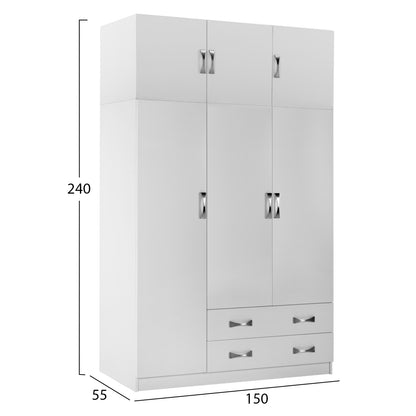 BEDROOM SET 6PCS CARLY HM10884.05 MELAMINE IN WHITE--GREY FABRIC