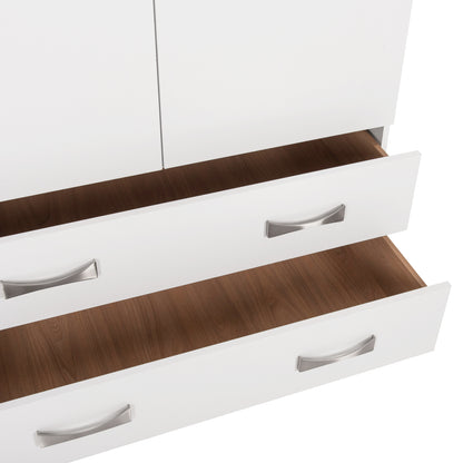 BEDROOM SET 6PCS CARLY HM10884.05 MELAMINE IN WHITE--GREY FABRIC