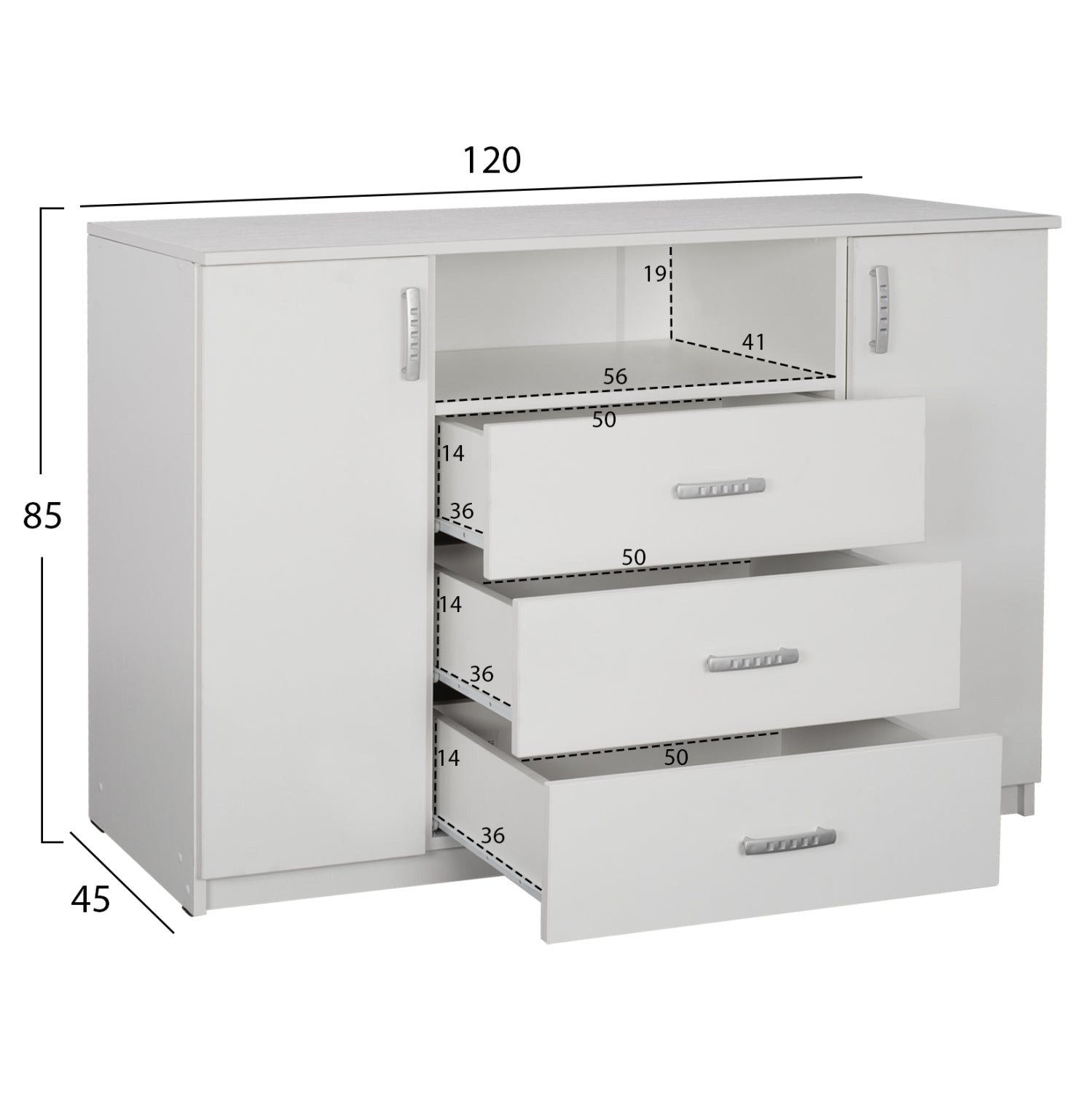 BEDROOM FURNITURE SET 6PCS ADLER HM11759.03 MELAMINE IN WHITE-FOR MATTRESS 160x200cm
