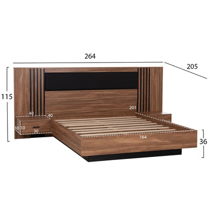 BEDROOM MELAMINE FURNITURE SET 6PCS HARRY HM11213 WITH MATTRESS 160x200cm