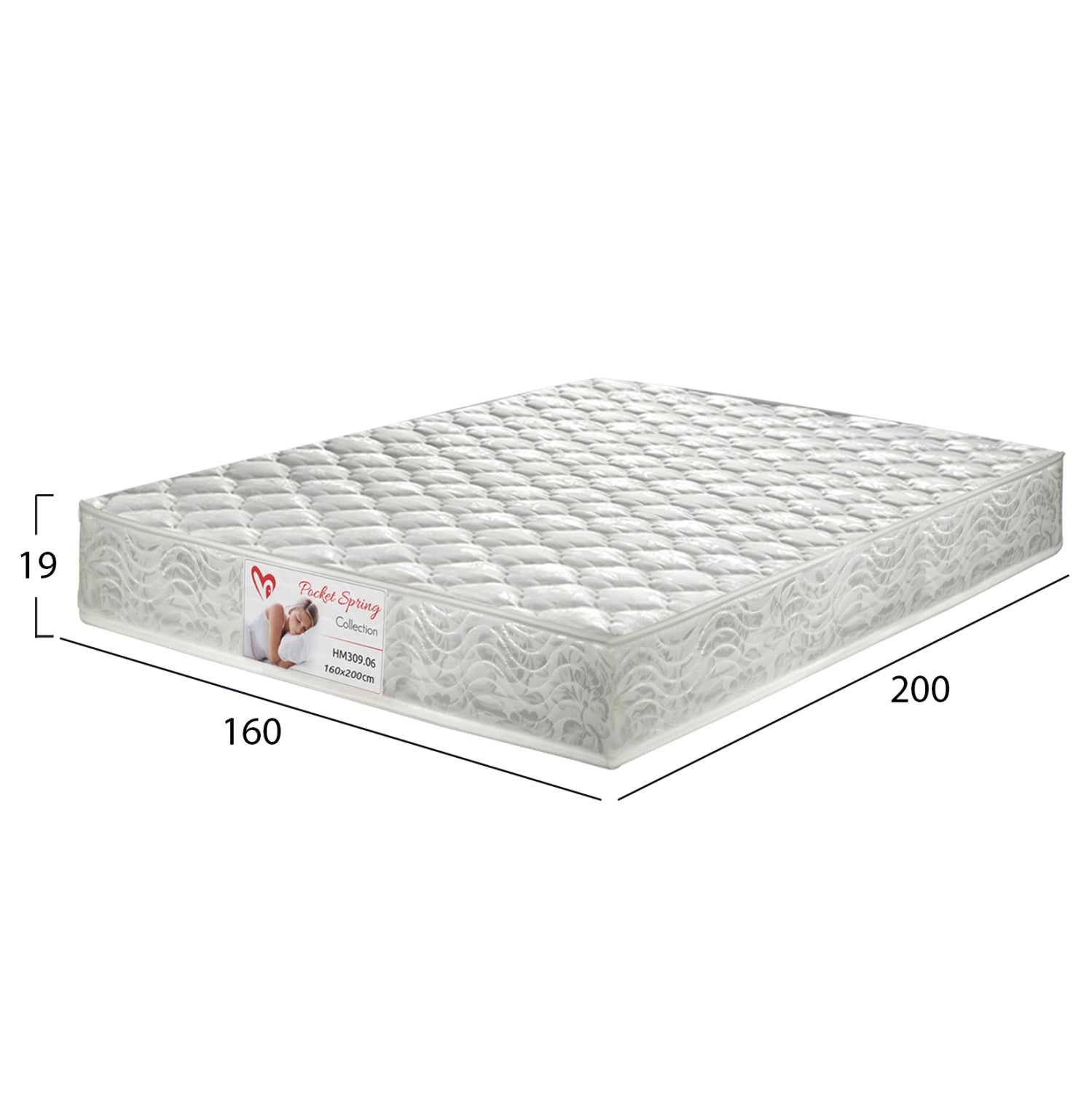 BEDROOM MELAMINE FURNITURE SET 6PCS HARRY HM11213 WITH MATTRESS 160x200cm