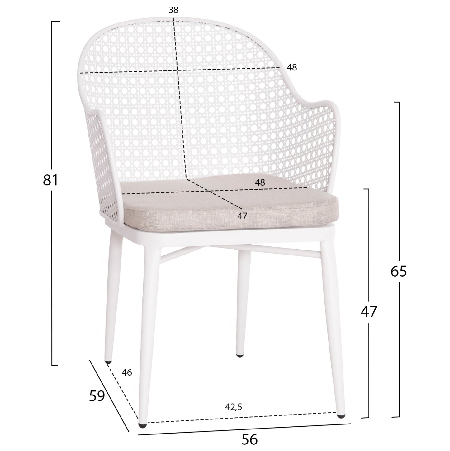 OUTDOOR LOUNGE SET 3PCS OREGO HM21106.02 ALUMINUM IN WHITE COLOR