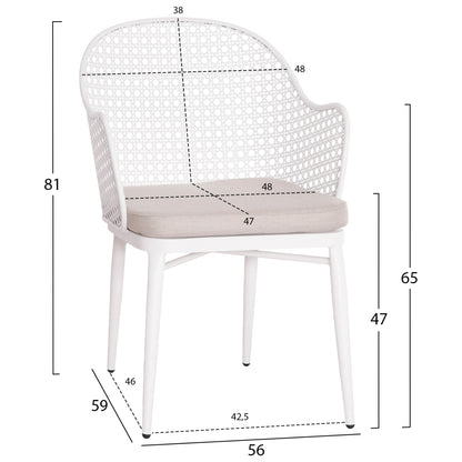OUTDOOR LOUNGE SET 3PCS OREGO HM21106.02 ALUMINUM IN WHITE COLOR