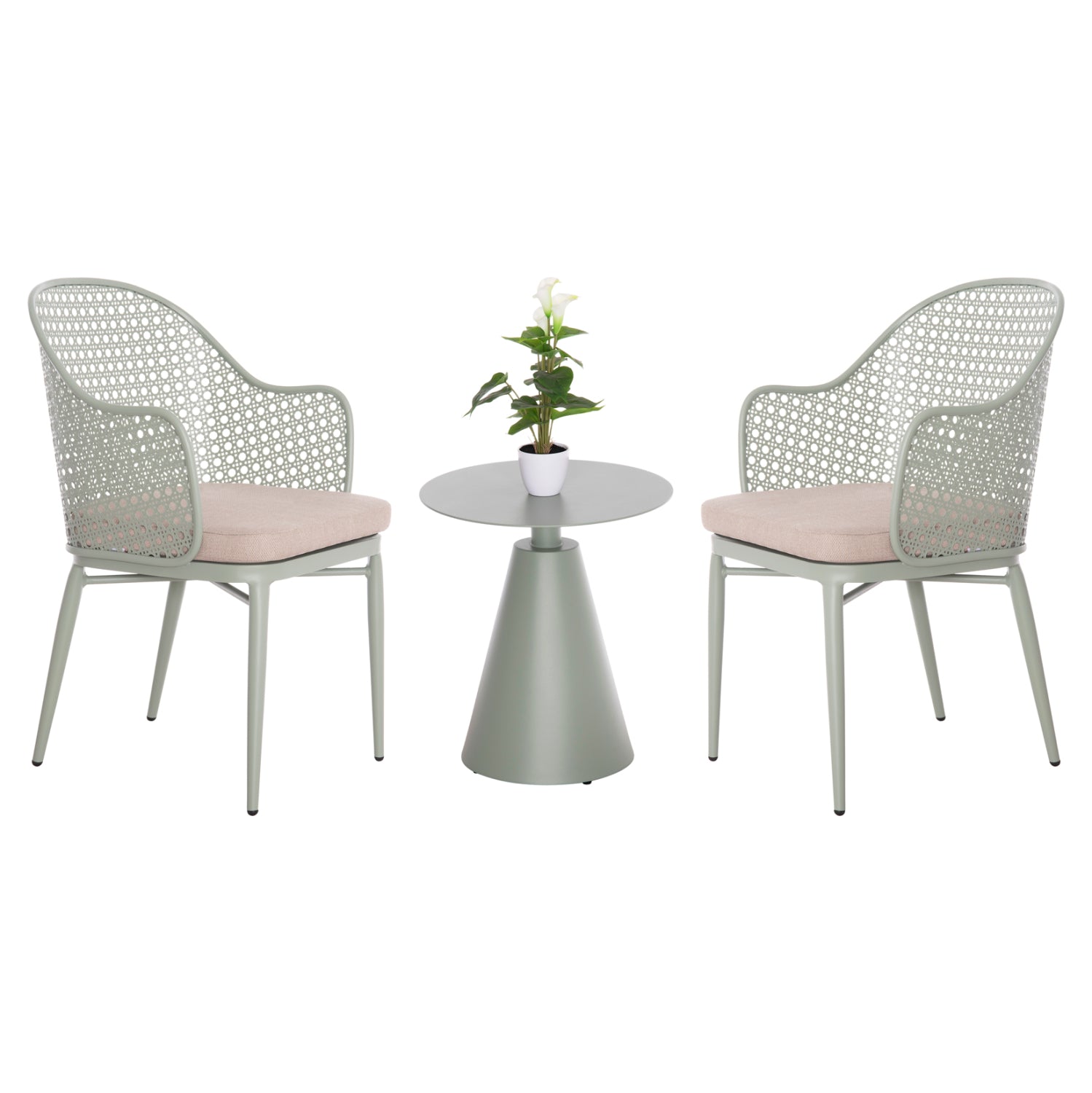 OUTDOOR LOUNGE SET 3PCS OREGO HM21106.06 ALUMINUM IN PISTACHIO GREEN COLOR