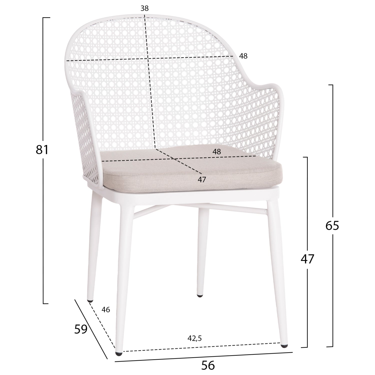 OUTDOOR LOUNGE SET 3PCS OREGO HM21107.02 ALUMINUM & METAL IN WHITE COLOR