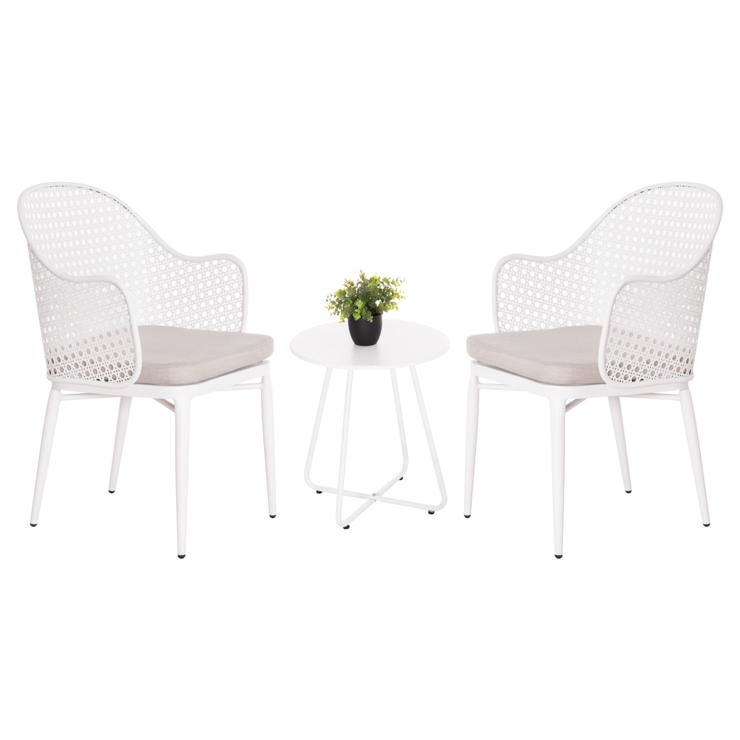 OUTDOOR LOUNGE SET 3PCS OREGO HM21107.02 ALUMINUM & METAL IN WHITE COLOR