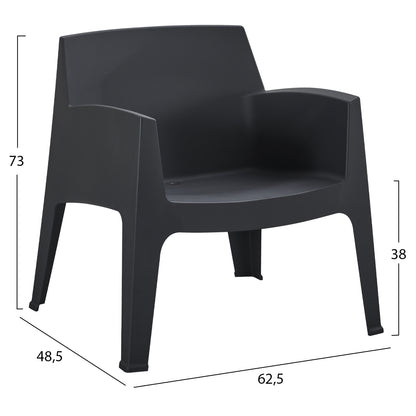 LOUNGE SET 4PCS SLEEK HM21275.02 POLYPROPYLENE IN BLACK