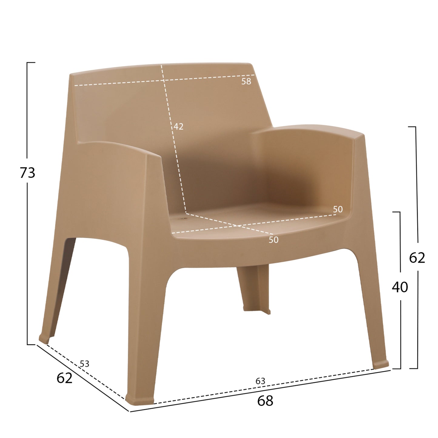 LOUNGE SET 4PCS SLEEK HM21275.03 POLYPROPYLENE IN CAPPUCCINO