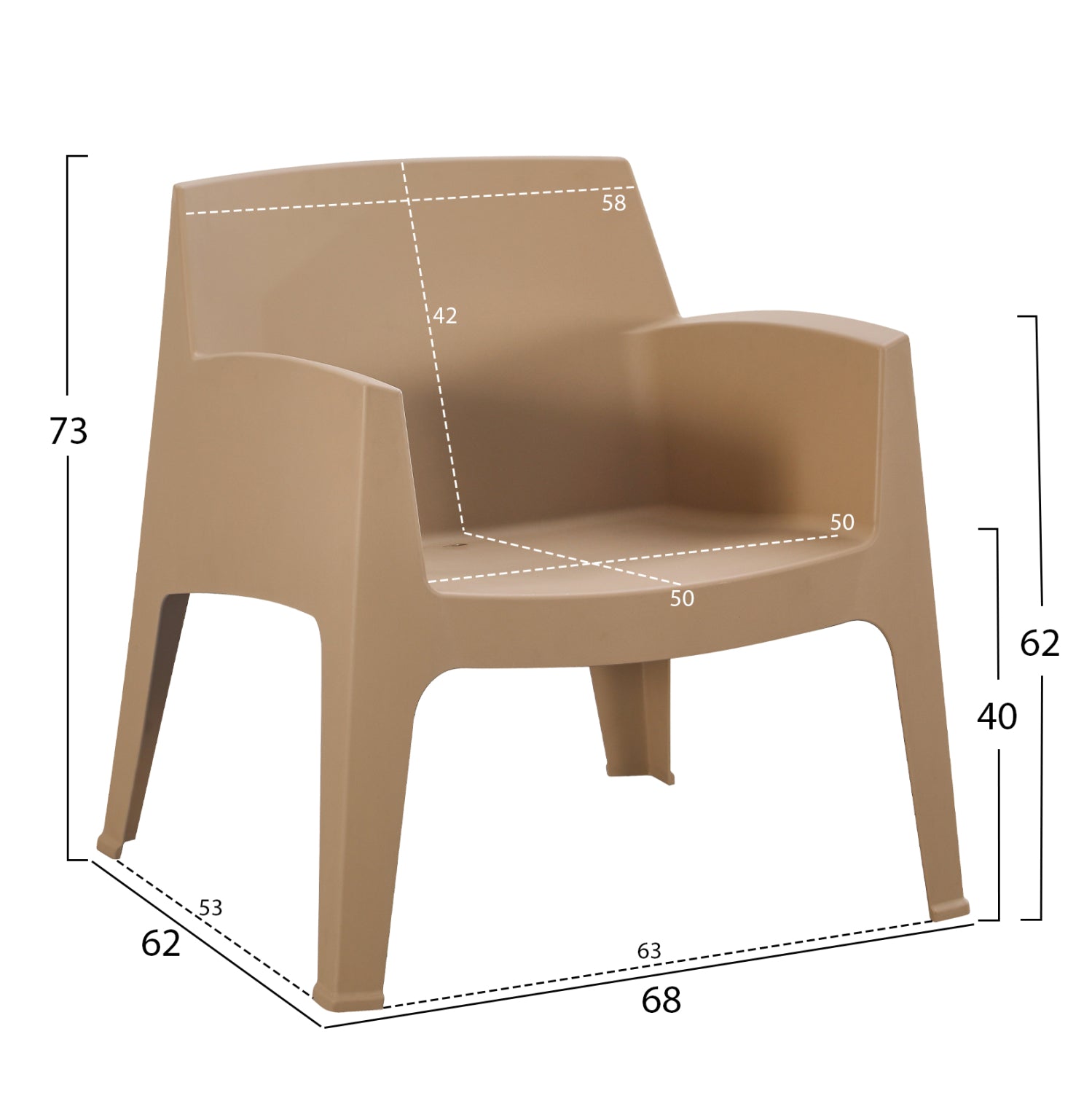 LOUNGE SET 4PCS SLEEK HM21275.03 POLYPROPYLENE IN CAPPUCCINO