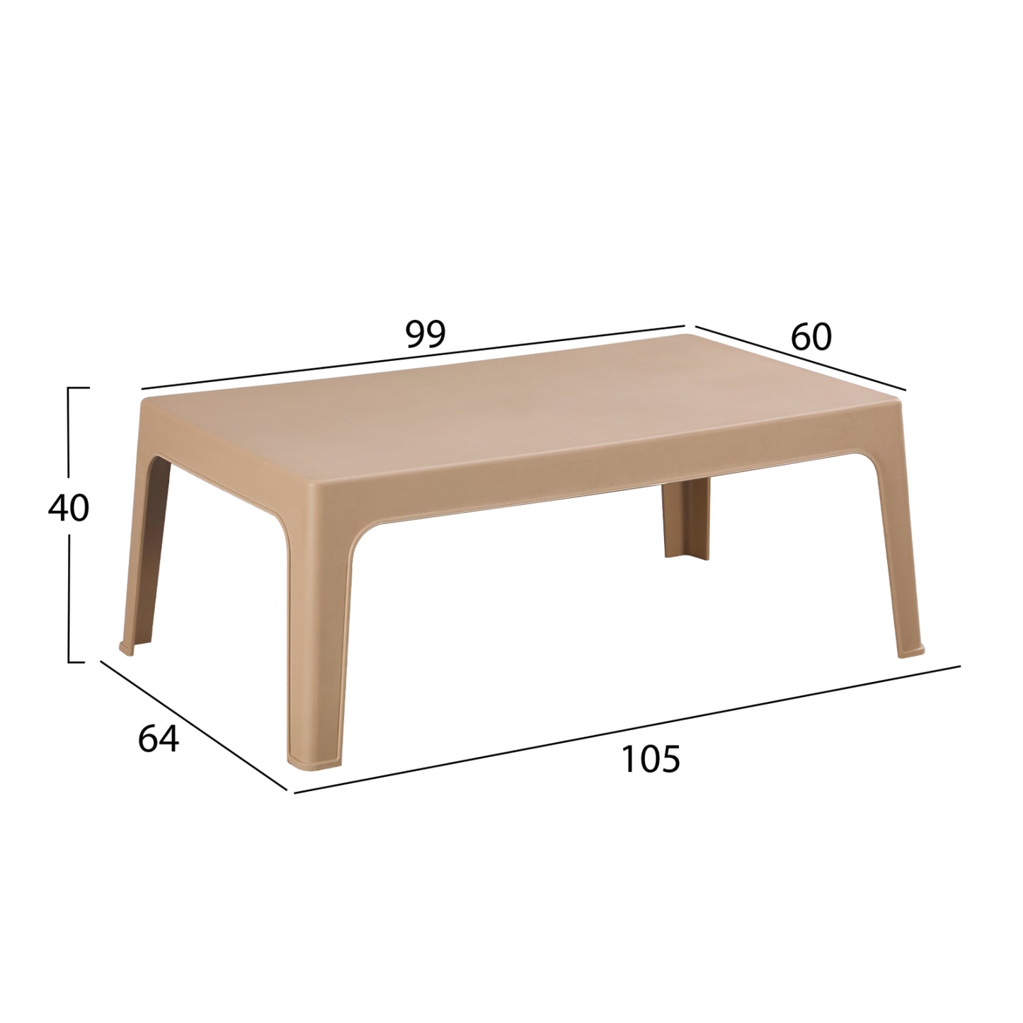 LOUNGE SET 4PCS SLEEK HM21275.03 POLYPROPYLENE IN CAPPUCCINO