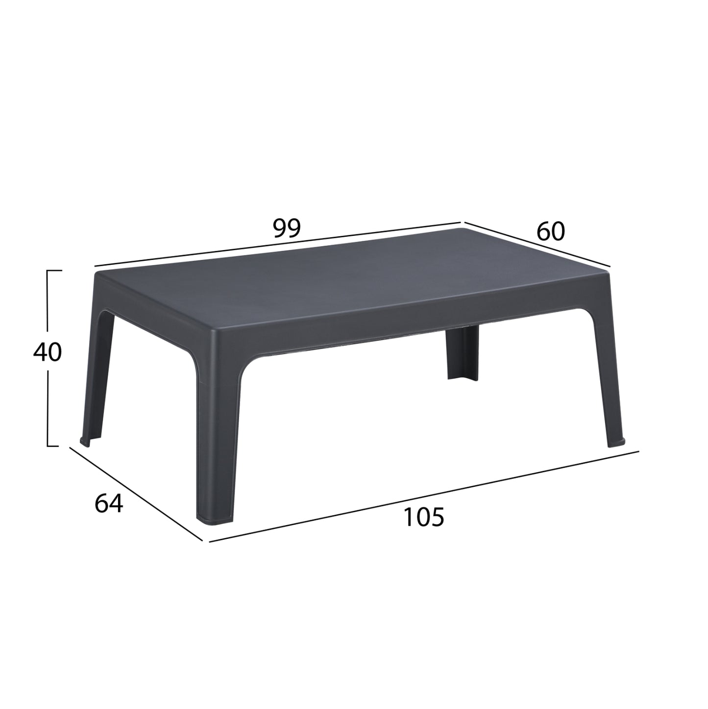 LOUNGE SET 4PCS SLEEK HM21275.10 POLYPROPYLENE IN GREY