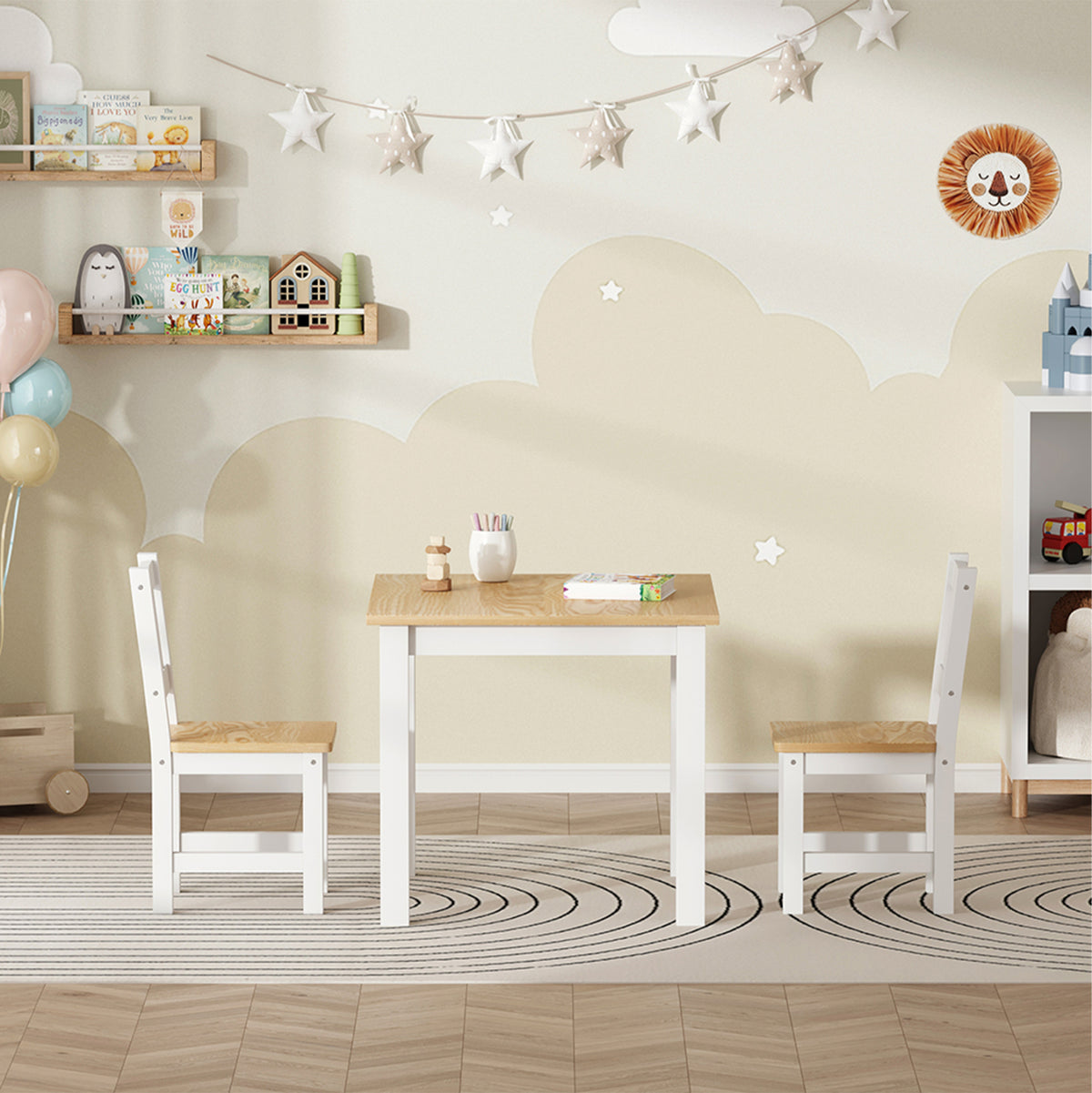 ΣΕΤ ΠΑΙΔΙΚΟ ΤΡΑΠΕΖΙ & 2 ΚΑΡΕΚΛΑΚΙΑ CHARLY HM18396.03 ΞΥΛΟ ΠΕΥΚΟΥ-ΛΕΥΚΟ/ΦΥΣΙΚΟ