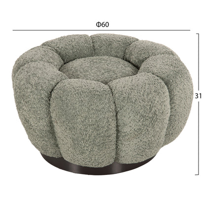 SET SWIVELLING ARMCHAIR WITH ROUND STOOL GRYMM HM10928.05 PISTACHIO GREEN BOUCLE FABRIC
